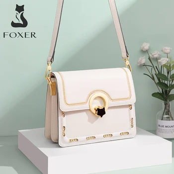 

FOXER Girl's Casual Small Crossbody Bag Split Leather Fashion Flap Messenger Bag for Women Travel Dating Stylish Shoulder Bag