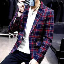 Клетчатый цветной маленький костюм, мужские куртки, пальто, Корейская версия, костюм с длинными рукавами, костюмы певицы, весна