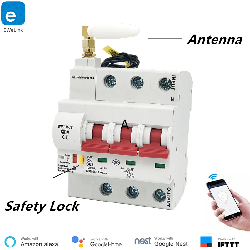 1 P/2 P/3 P/4 P 80A умный Wi-Fi автоматический выключатель eWelink приложение дистанционное управление работа с Alexa echo и Google Home автоматический выключатель