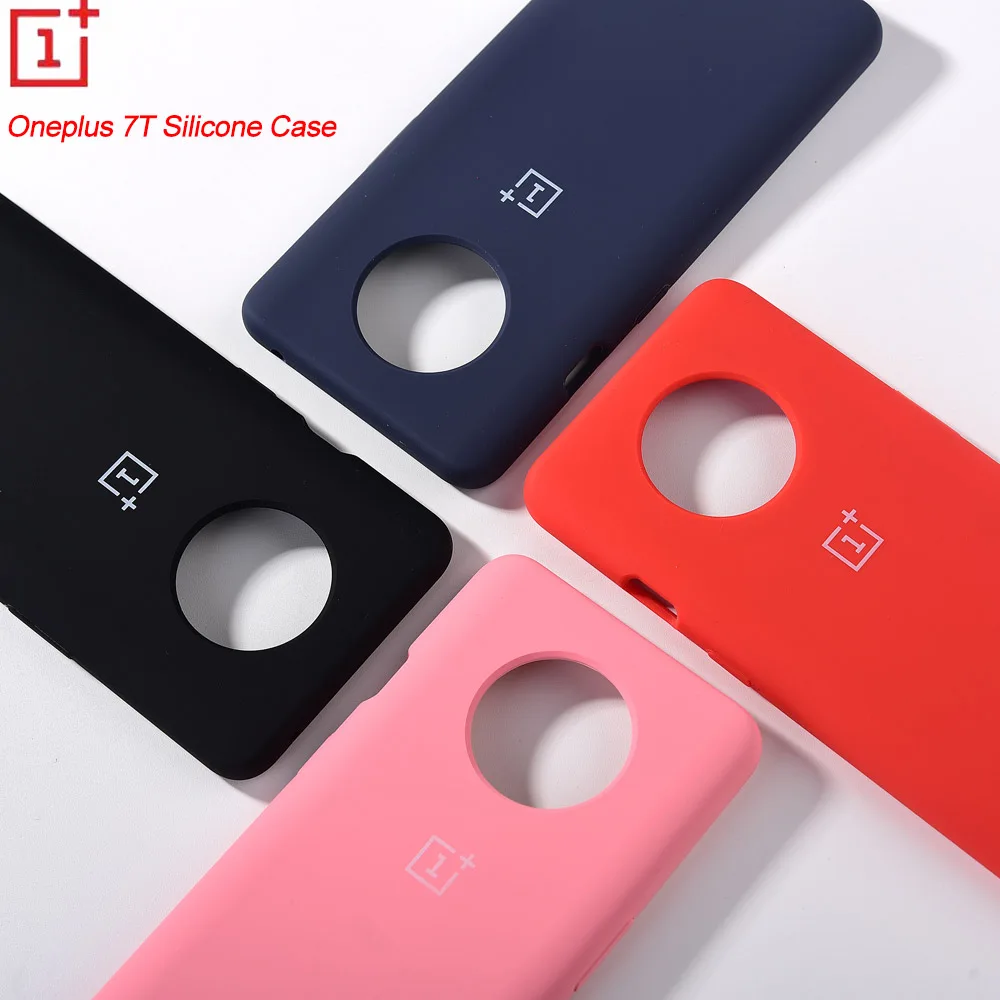 

Original Oneplus 7T Liquid Silicone Case Soft Finish Protective Cover Baby-Skin Silky Touch Shell