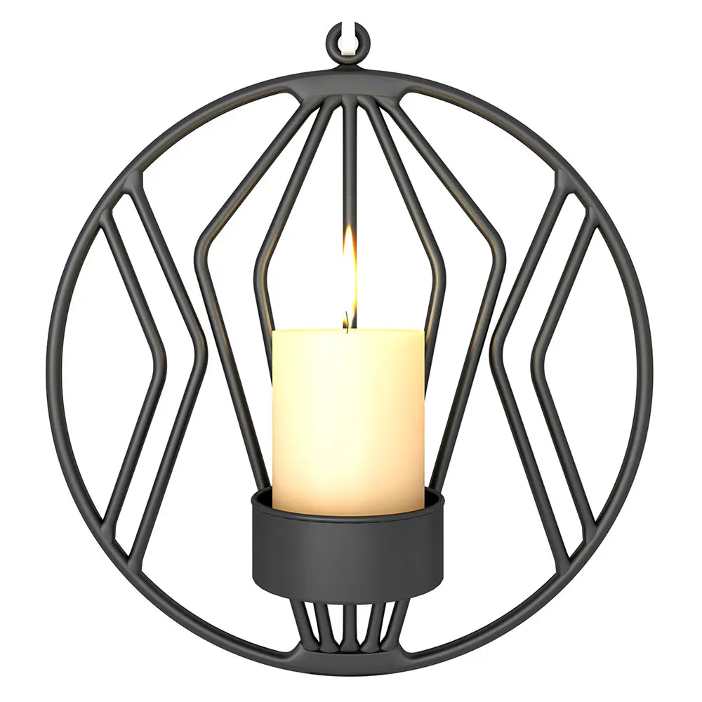 Black Металлический Подсвечник металлический канделябр настенный домашний Декор 3D 19 см элегантный металлический подсвечник праздничный фестиваль - Цвет: Black
