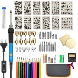 Kit de fer à souder électrique à température réglable 60W, 76 pièces, pour pyrogravure, gaufrage, outils de réparation pour électricien 