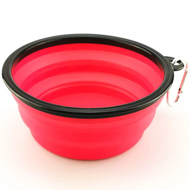 Red basis bowl 1000 мл миска для домашних животных, складная силиконовая миска для путешествий, портативная миска для собак, кошек, миски для еды, универсальная миска для домашних животных - Цвет: Red basis bowl