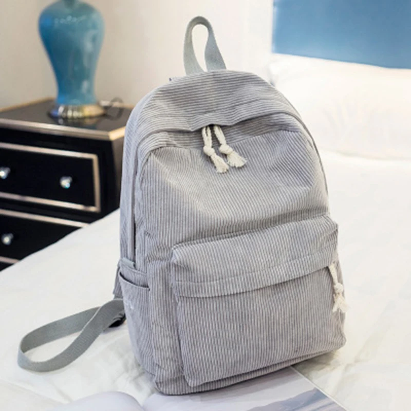 

Backpacks Women Corduroy bag pack Soft back Solid Bag Fashion Soft Handle mochilas mujer Escolar rucksack School Bag for girls
