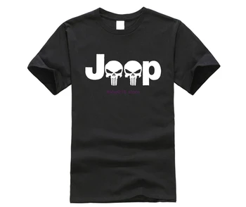 

New 2019 Short Sleeve Cotton Man Clothing Jeep Logo with Punisher Skull Symbol Hardcore Offroad T-Shirt T Shirts