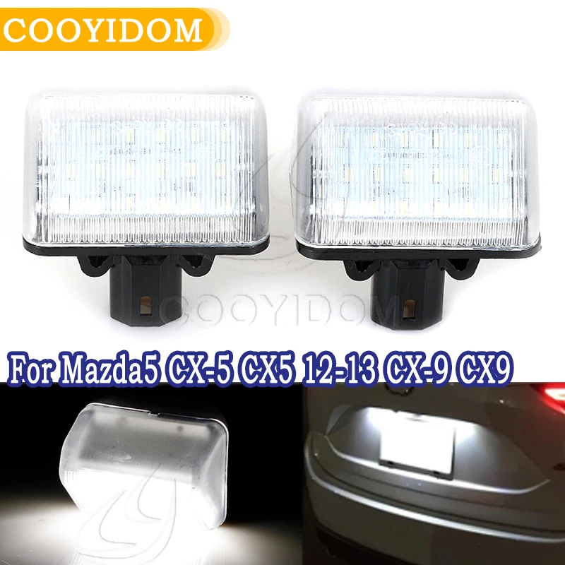 

COOYIDOM 2PCS Xenon white LED License Number Plate Lamp Light For Mazda5 Mazda 5 CX-5 CX5 2012-2013 CX-9 CX9 2007-2018 auto