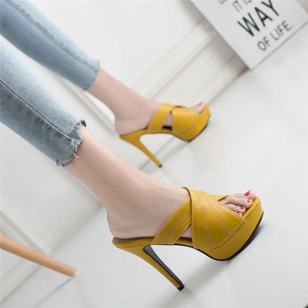 

SARAIRIS 2019 Sexy Big Size 43 Party Mules Pumps Woman Shoes Thin High Heels Platform Shoes Women Sandals