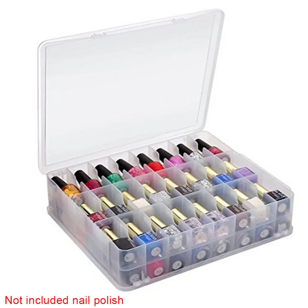 

Gel Portable Clear Compact Double Side Adjustable Space Universal Divider Storage Case 48 Bottles Plastic Nail Polish Organizer