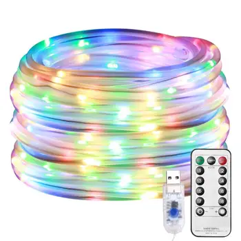 

Multi Colour Rope Lights USB Powered, Timer/Remote Control/8 Modes, 10M 100 LED RGB Sensory Lights, Low Voltage, Waterproof Outd
