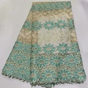 

2020 High Quality African Nigerian Lace Fabrics with Rhinestones, Embroidered Beautiful Flower French Net Lace, Water Soluble