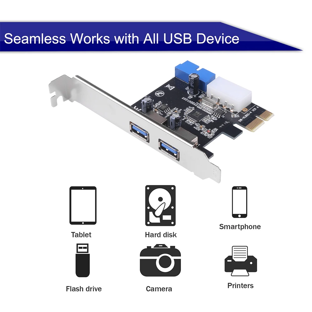 KEBIDU 2 портами плата PCI Express USB 3 0 передняя панель с адаптером для карты управления 4