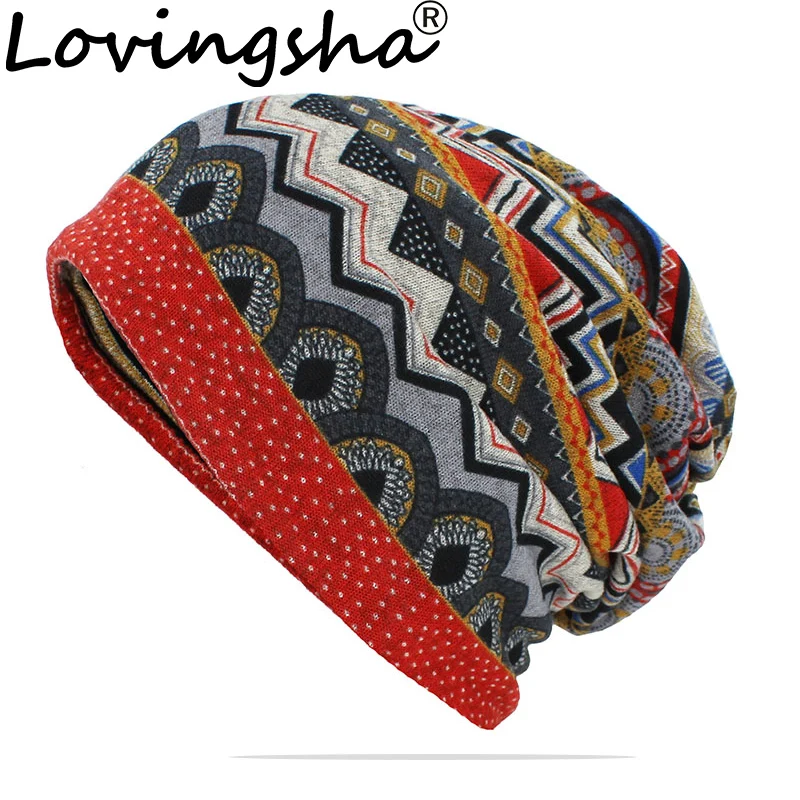 

LOVINGSHA Brand Autumn Winter Women Dual-use Hats thin Classical Design Skullies And Beanies Scarf Face Mask For Ladies HT154