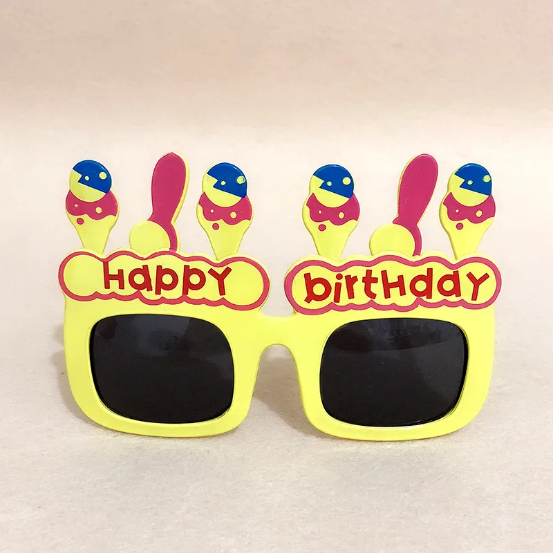 Забавные декоративные очки в форме торта с днем рождения, новинка, солнцезащитные очки для костюма, подарок на день рождения, вечерние украшения