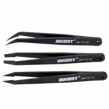 JAKEMY 3в1 антистатические пинцеты комплект термостойкие плоские заостренные изогнутые пинцеты Набор для iPhone samsung ноутбука PCB ремонт(черный