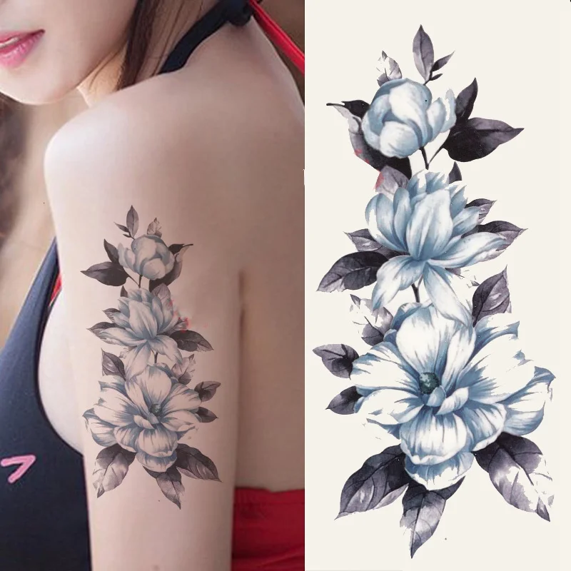 Водостойкая временная татуировка наклейка цветок орхидеи женский боди-арт тату наклейка s флэш-тату поддельные татуировки для девочки 7 - Цвет: Оранжевый