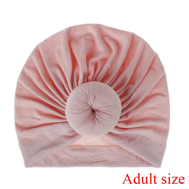 Fashion Mommy and Baby Cotton Round Ball Flower Hat Women Caps Girls Newborn Turban Knot Kids Adult Headwear Hair Accessories 23adult size