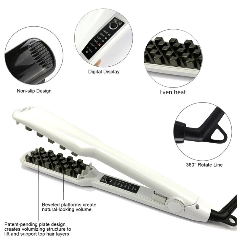 Professional Volumizing Hair Iron Straightener Comb Increase Hair Volume Fluffy Hair Straightener Flat Irons Fluffy Corn Perm 2
