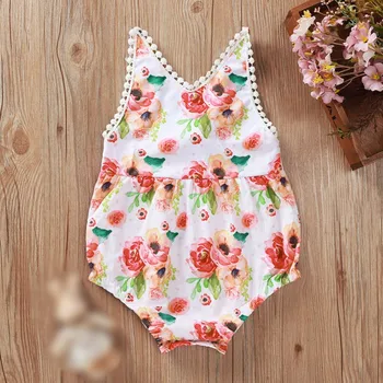 

Summer Newborn Girls Rompers Sleeveless Floral Print Romper Jumpsuit Summer Baby Girls Bowkot Romper Clothes