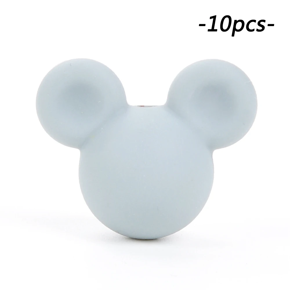 Light grey LOFCA 10 шт силиконовые бусины для прорезывания зубов Микки детские бусины для прорезывания зубов силиконовые бусины пищевого качества BPA бесплатно DIY Изготовление ожерелий с подвесками - Цвет: Light grey