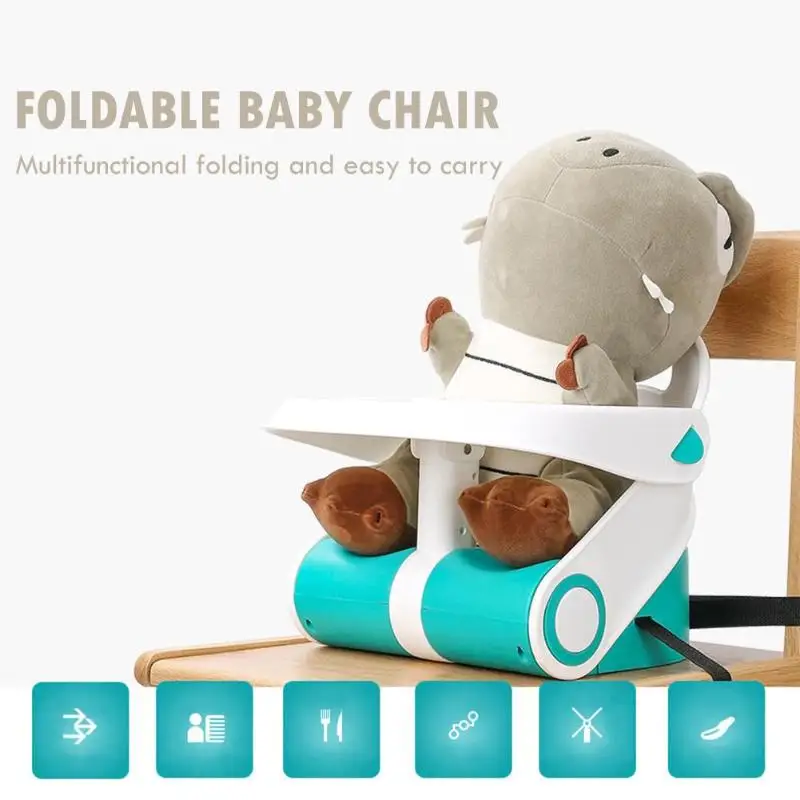 Portable Infant Seat Adjustable Baby Dining Chair Environmental Protection PP and Nylon Strap Dinner Feeding Chair for Children