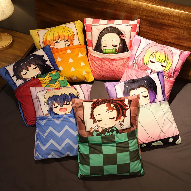Devil's Blade Anime Plush Stuffed Cushion Cute Pillow Demon Slayer Manga Doll Kimetsu No Yaiba Tanjirou Nezuko Plush Pillow Toys 2