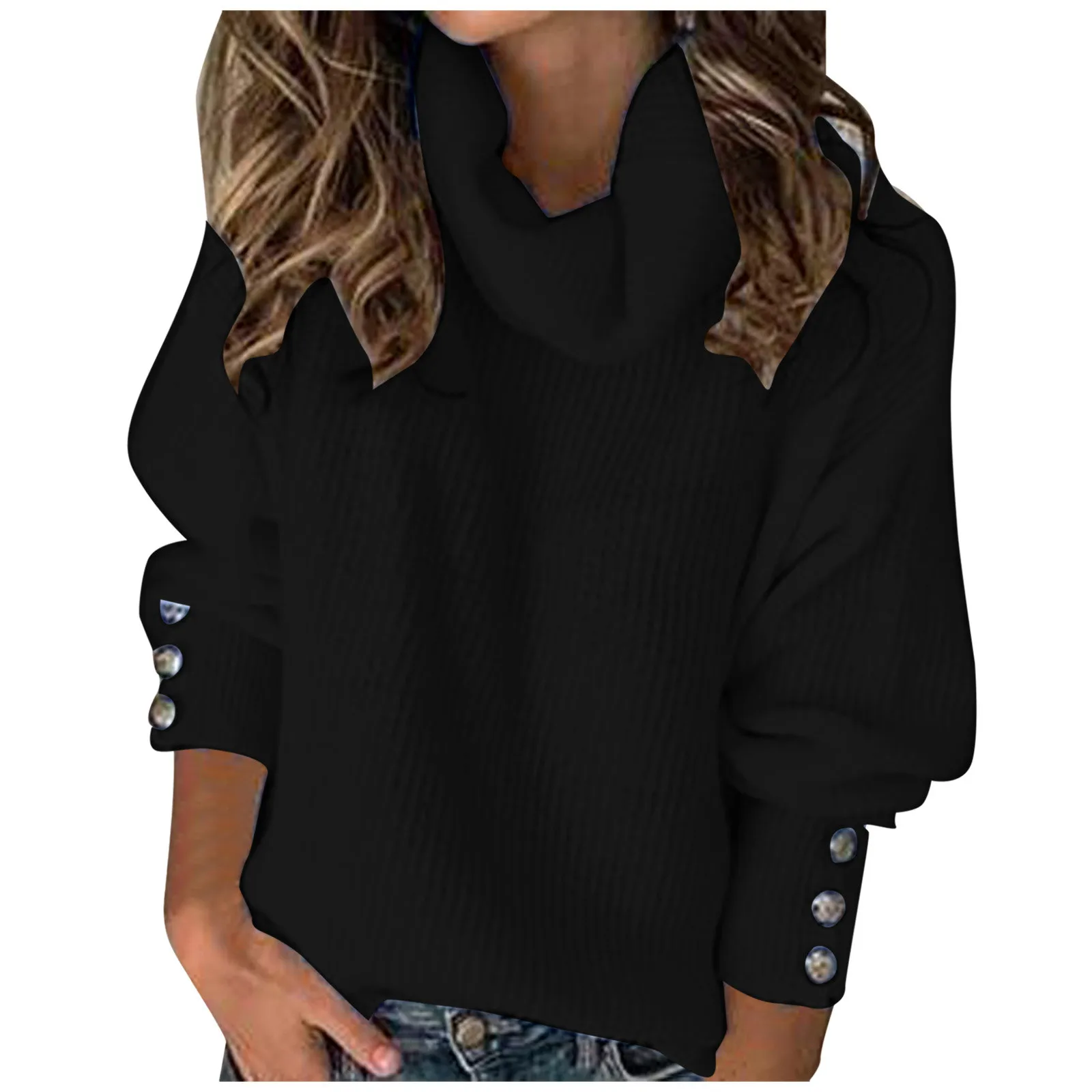 Knitted Sweater Fashion Women Bow Collar Solid Buttons Sleeve Casual Loose Warm Top Pullovers Sueters De Mujer Women Sweaters 2