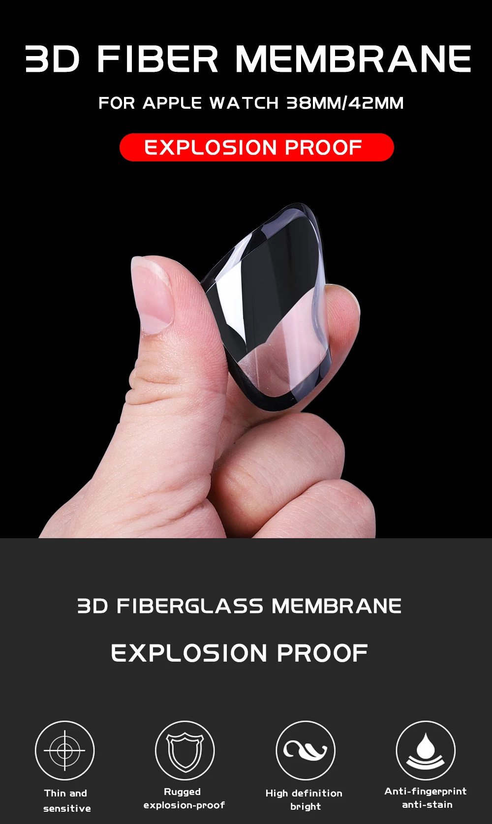 3D пленка из стекловолокна с закругленными краями HD для Apple Watch 5 4 3 2 1 серии, защитная пленка из закаленного стекла для iwatch 38 мм 40 мм 42 мм 44 мм