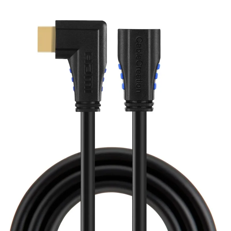 HDMI 2,0 кабель-удлинитель, левый угол 90 градусов вертикальный левый 4K(60 Гц) HDMI 2,0 Мужской к женскому кабелю, Канал возврата аудио