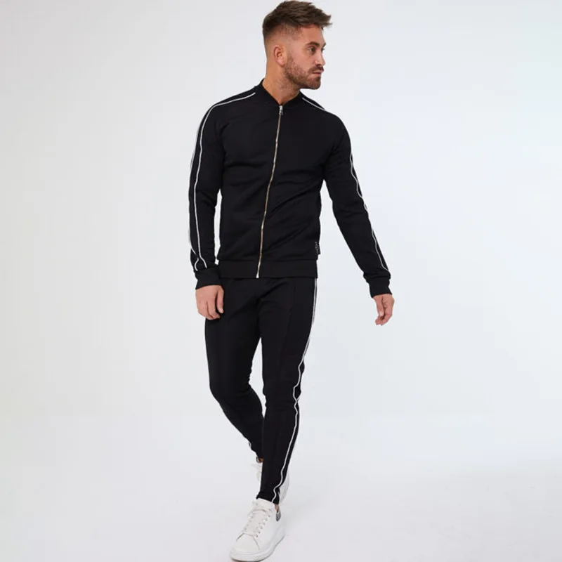 Мужские gymsNew мужские осенние толстовки спортивный костюм набор мужской свитер спортивные штаны с несколькими карманами модные брюки высокие уличные куртки наборы