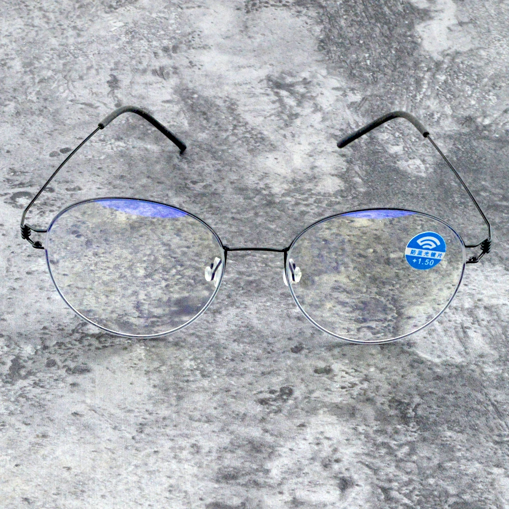 Screwless Titanium Alloy Retro Simplicity Handcrafted Spectacles 12-layer Coated Lens Round Reading Glasses +0.75 to +4 2