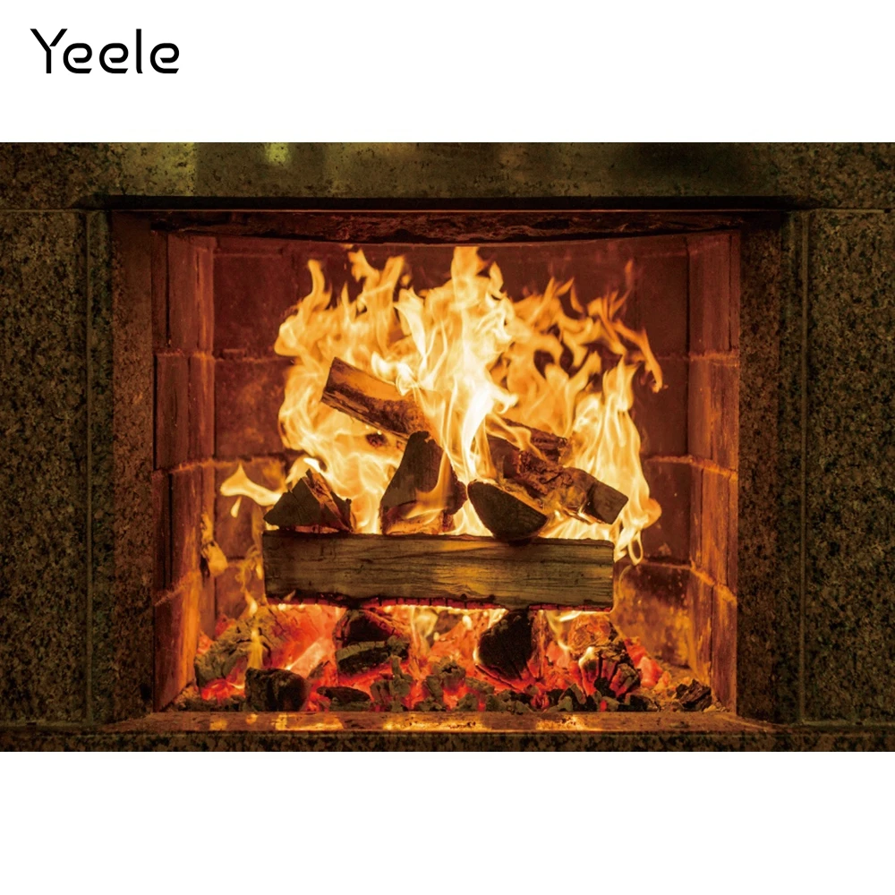 

Yeele Fireplace Flame Wood Room Painting Party Decor Photography Backdrop Personalized Photographic Backgrounds For Photo Studio