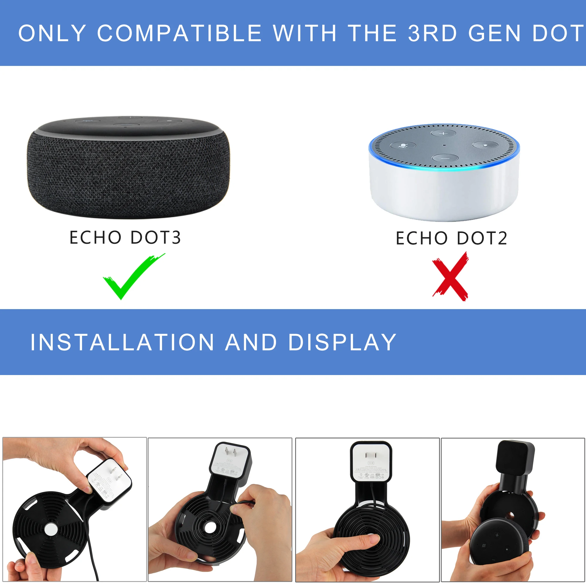 speaker accessories Echo Dot Wall Mount Holder Cord Management Bracket for Alexa Echo Dot 3rd Generation Speaker EU US UK Plug