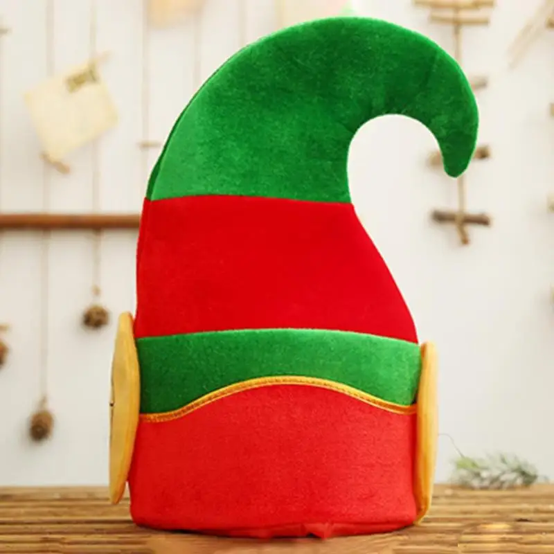 Christmas Elf Hat with Ears Child Adult Creative Cartoon Red Green Striped Festival Party Decoration Accessories New Year