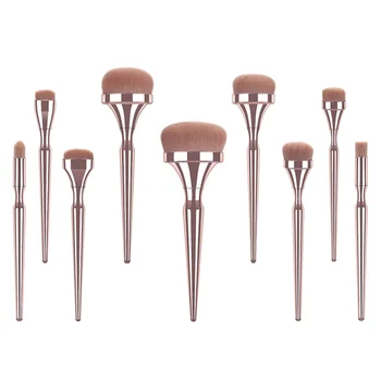 

9pcs Gyro Design Makeup Brushes Kit Electroplating Plastic Handle Nylon Bristles Cosmetics Powder Blush Brush (T-09-022)