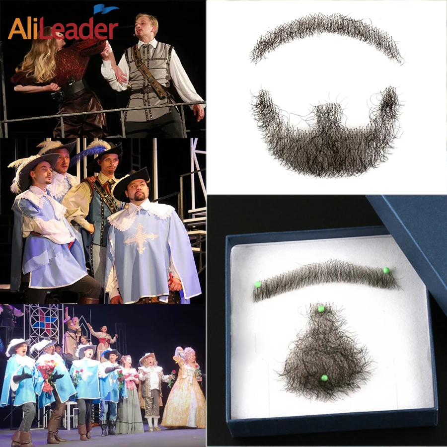 Alileader Fake Beard Hand Made Mustache 100% Real Human Hair Swiss Lace For Men Soft And Breadthable | Шиньоны и парики