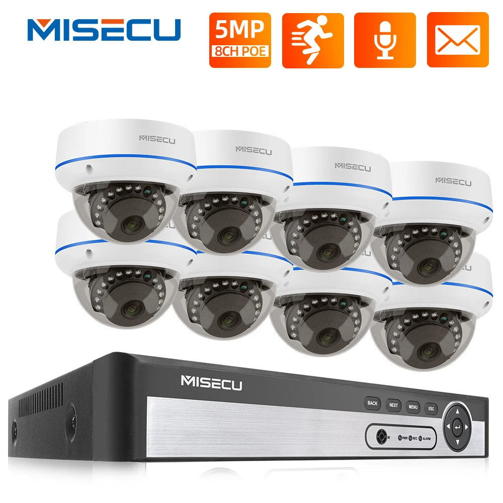 Камера Безопасности MISECU 8 каналов 1080P/3 Мп/5 МП POE IP-камера с записью звука