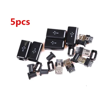 

5pcs Black DIY Mini USB 5 Pin Male Plug Socket Connector&Plastic Cover Solder Micro Mount Assembly Replacement Connector Cable