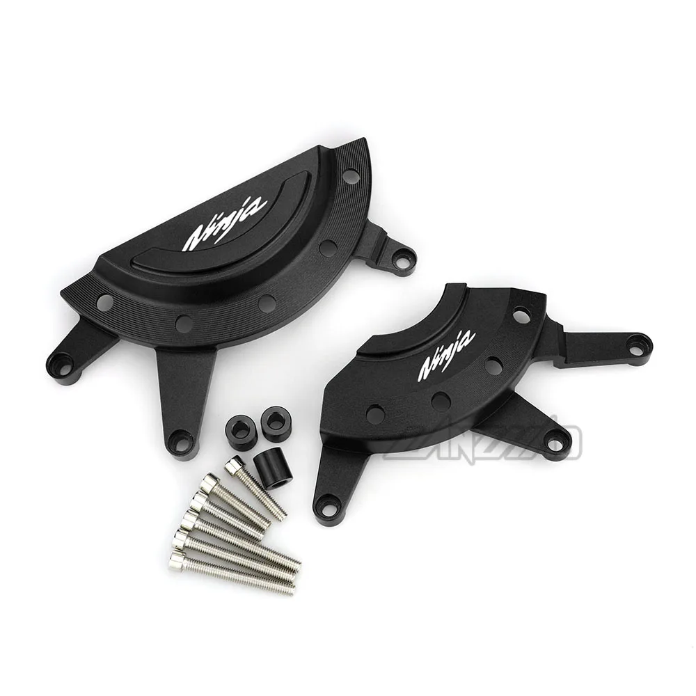 Black-Ninja400 CNC алюминиевый мотоциклетный защитный боковой Чехол для двигателя статора, защитный чехол, зеленый, черный, красный для Kawasaki Ninja 400 Z400 - Цвет: Black-Ninja400