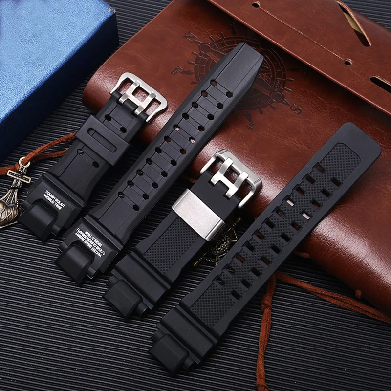 

PEIYI Soft Rubber Watch Band Black Bracelet Replacement Belt For G Shock GW-A1100 G-1400 GW-4000 Resin Wristband
