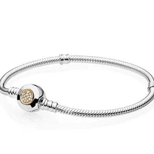 Новинка, 925 пробы серебряный браслет Momemts, двухцветный фирменный браслет-цепочка в виде змеи, подходит для женщин, очаровательные модные ювелирные изделия из бисера