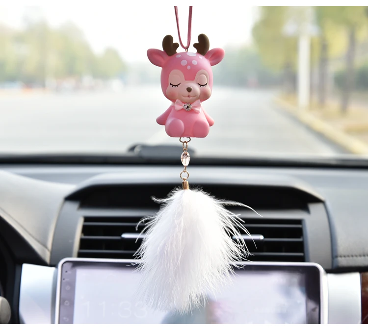かわいい車interion装飾かわいい鹿羽ペンダント車のバックミラーペンダント車内装飾アクセサリー Aliexpress Automobiles Motorcycles