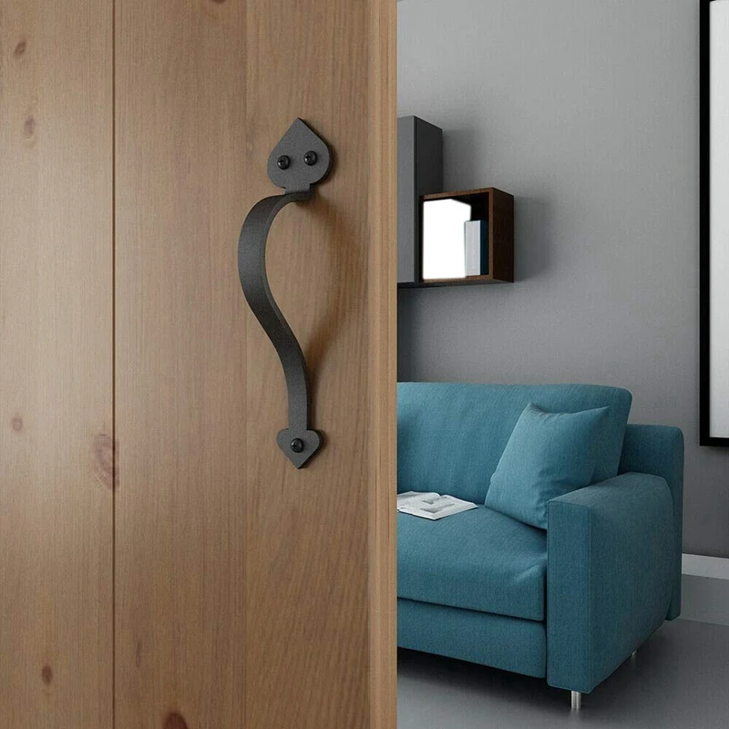 9-1/8In Matte Black Side Mount Pull Handle for Sliding Barn Door European Style