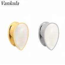 Vankula 2 шт. 316L Нержавеющая сталь тонкие туннели белый раковины тела пирсинг, модные украшения, ювелирное изделие для тела, серьги с ножными креплениями