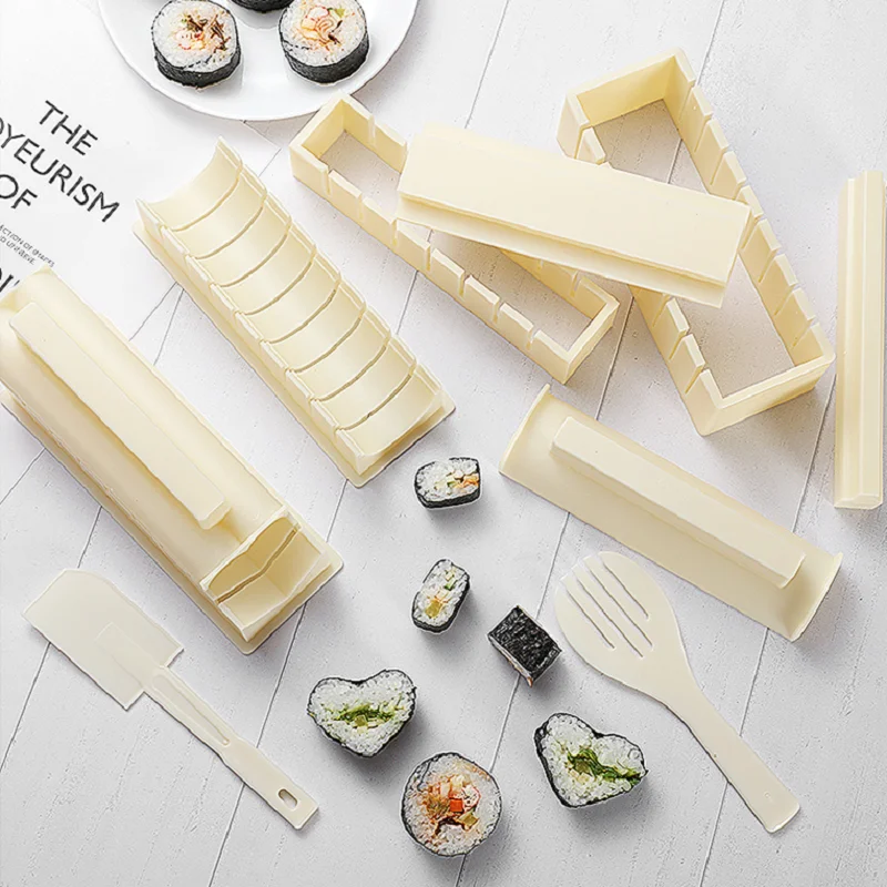 cdhgsh 11 Piezas DIY Sushi Maker Set Bola de arroz Japonesa Molde de Pastel Equipo de fabricación de Sushi Kit de Fabricante de Sushi Negro