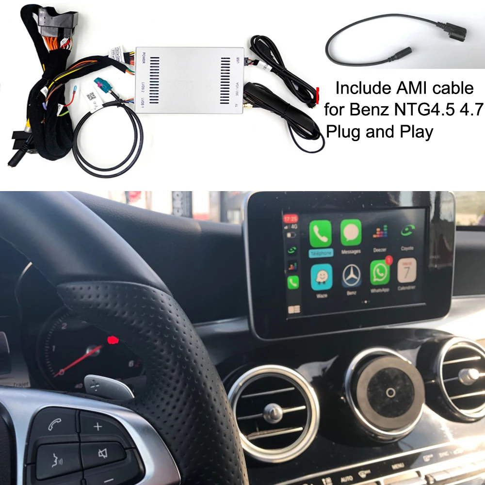 CarPlay беспроводной для Mercedes Benz A-Class W176 B W246 с AMI 2013-2015 NTG4.5 NTG4.7 Зеркало Ссылка AirPlay Car Play