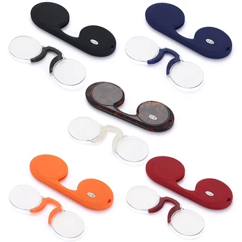 

Portable Silicone Nose-Clip Presbyopic Glasses Anti-Slip Nearsighted Clip Nose Round Presbyopic Reading Glasses 100-300 Degree