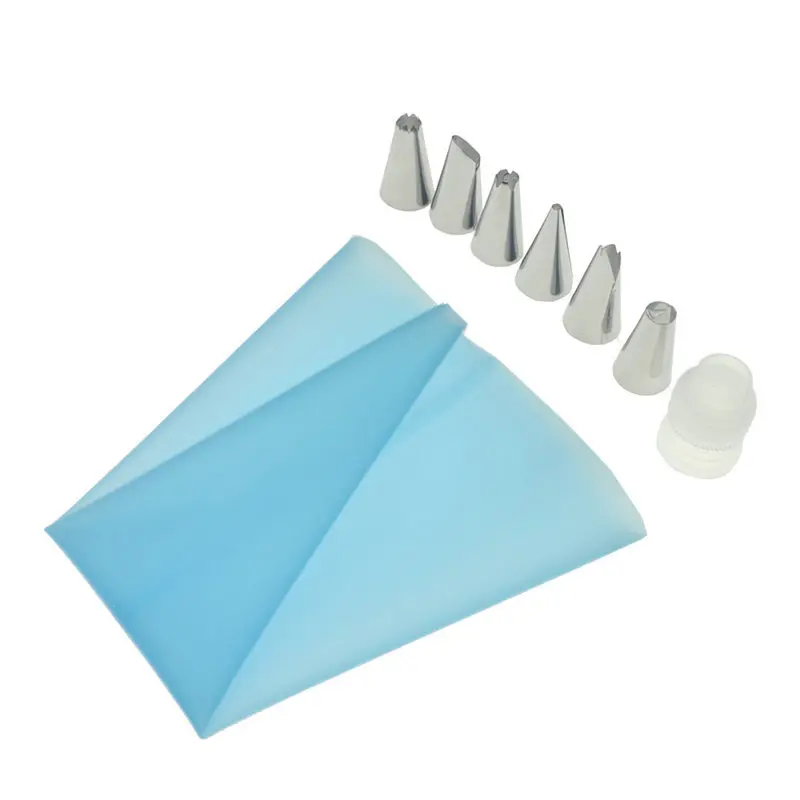 

8 PCS/Set Silicone Pastry Bag Tips Kitchen DIY Icing Piping Cream Reusable Pastry Bags Nozzle Set Cake Decorating Tools