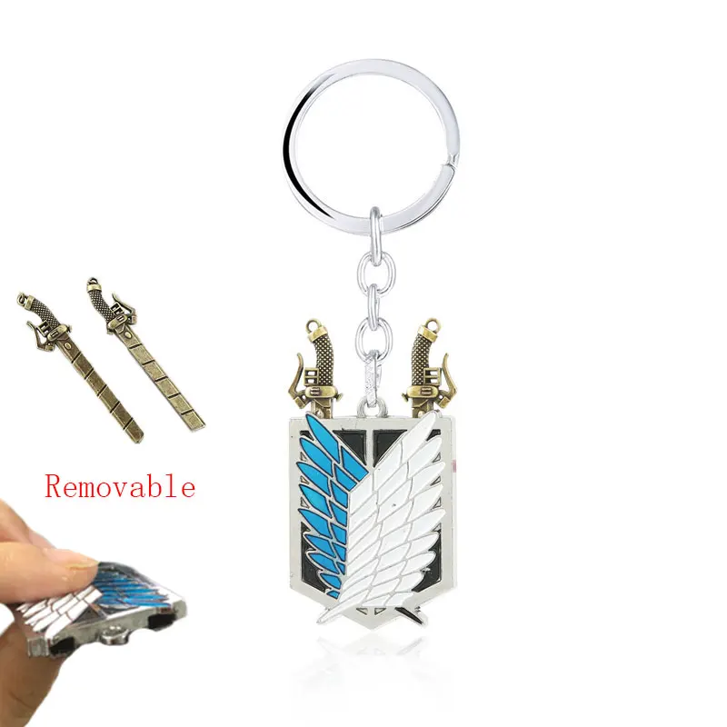 Attack On Titan Anime Keychain Shingeki No Kyojin Wings of Liberty Key Chain Sword Keyrings Motorcycle Car Keys Men Gifts | Украшения и