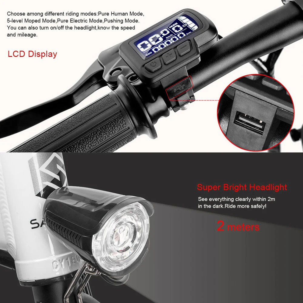 Cheap Folding Electric Bike 14 Inch Power Assist Electric Bicycle E-Bike Scooter 36V 250W Motor 13