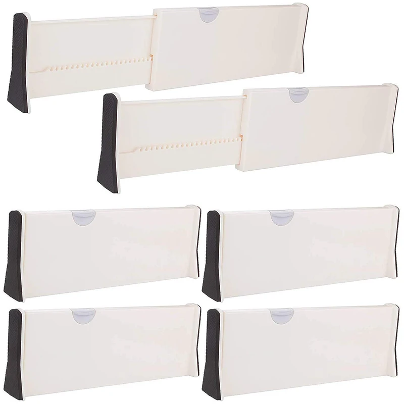 

ABSS-Adjustable Drawer Dividers - 17 inch Expandable Drawer Organizers Set Plastic Drawer Separator Suitable for Kitchen Bathroo